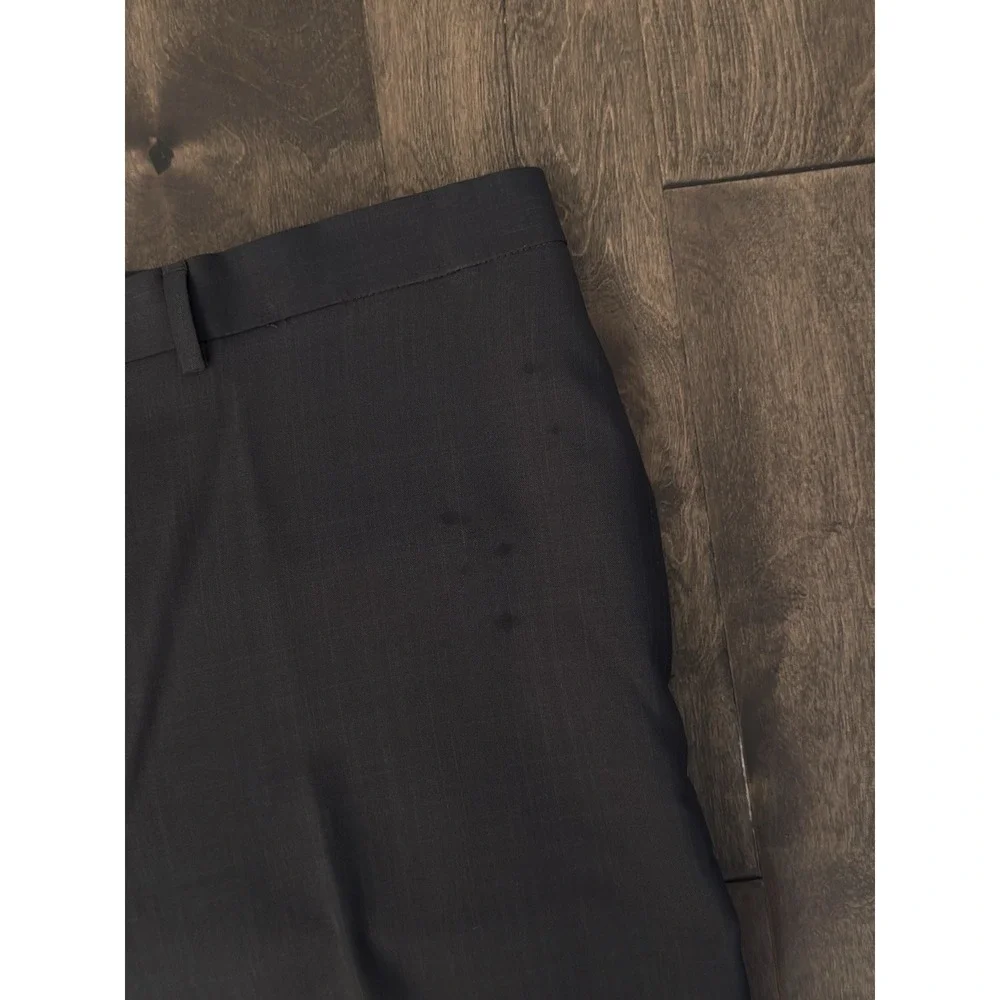 Haggar Repreve Mens Flat Front Dress Pants Size 44X32 Dark Grey Expandable Waist